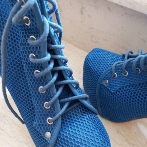 Women's spring ankle boots blue used, high heel size 36