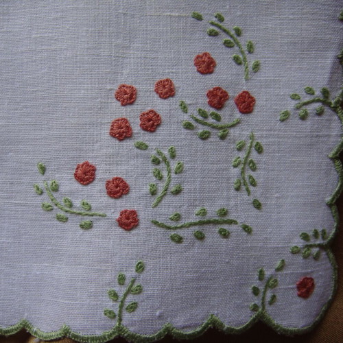 Vintage ‘90s Summer Mood linen embroidery set new with 6 napkins