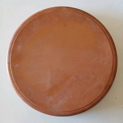 Clay platter with painted border like new