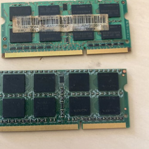 Memory modules used, various types