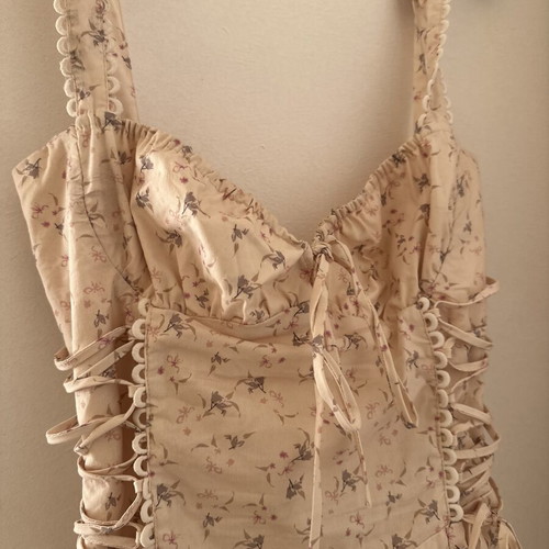 Mini floral poplin dress corset style like new, Pink Woman, size M