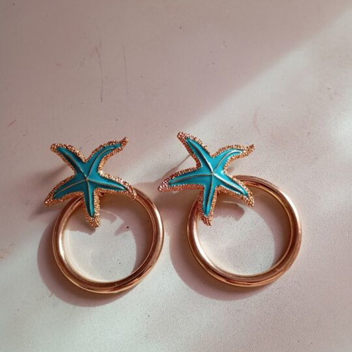 Star earrings new, blue and gold
