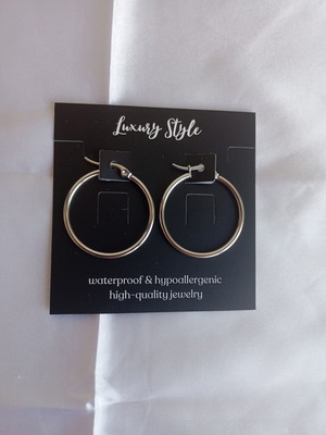 Earrings silver hoops made of stainless steel new
