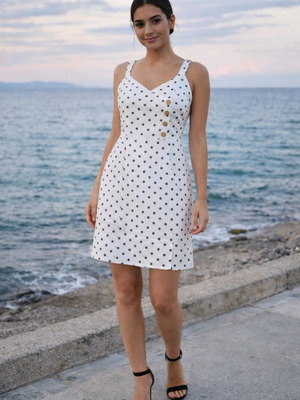 Mini polka dot dress Lipsy London small like new, black and white