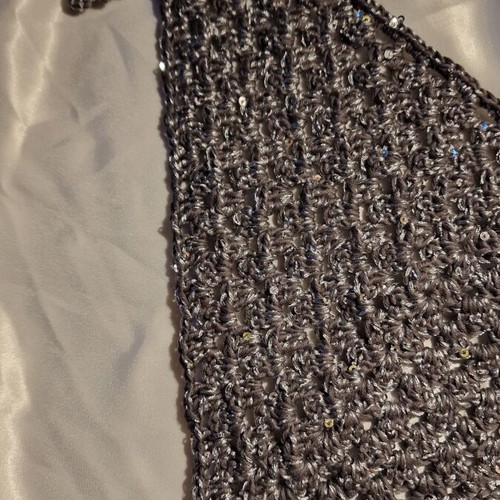 Bandana gray with silver sequins handmade, new crochet