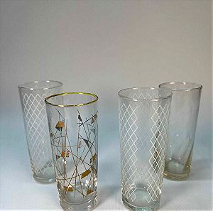 Vintage 4 γυάλινα ποτήρια 11x5 cm