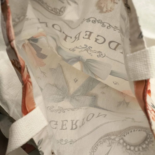 Bridgerton Canvas Shoulder Bag new, beige and pink