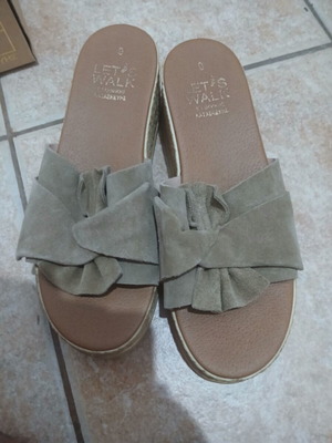 Let's Walk women's flat espadrilles grey-beige-brown size 39