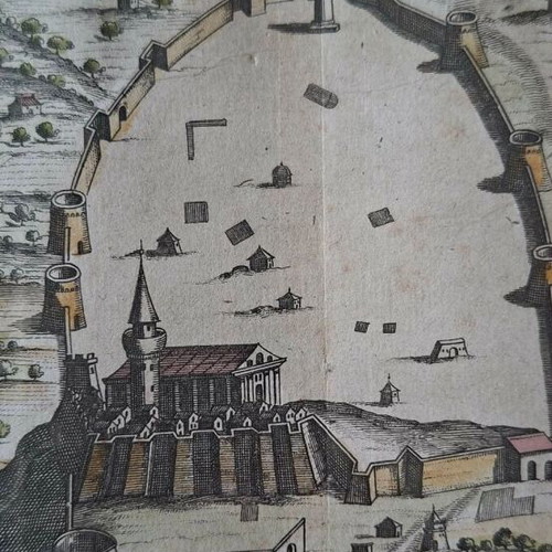 Engraving of Coronelli's Athens 1680 used, framed art