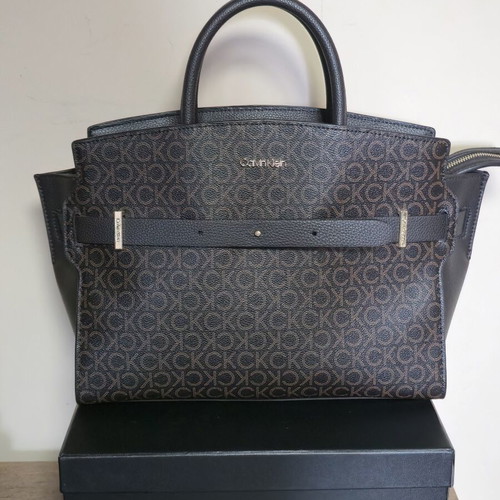 Calvin Klein leather handbag like new, black and brown