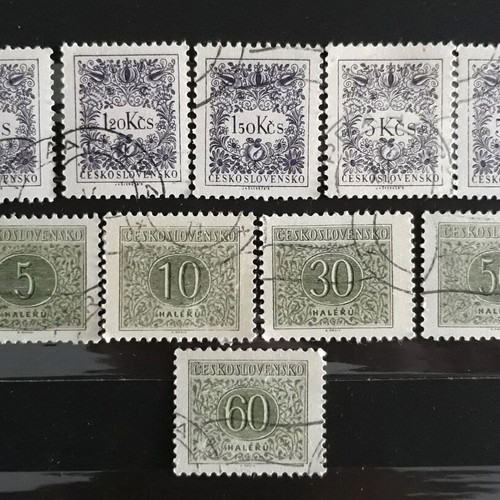 Γραμματόσημα Postage Due Τσεχοσλοβακίας 1954, σε άριστη κατάσταση, σετ 10 τεμαχίων