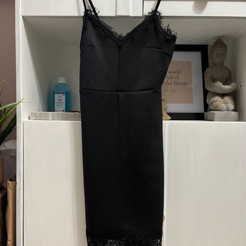 Midi black tight dress with lace used, size XS-S