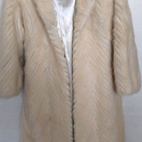 Fur coat from Russia, handmade, beige ecru