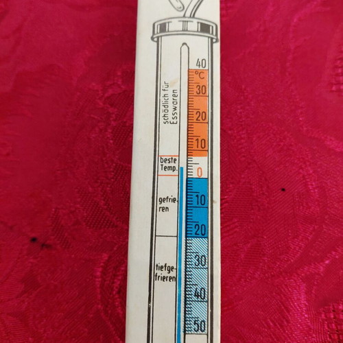 Vintage refrigerator thermometer from the 1960s, like new, in original packaging