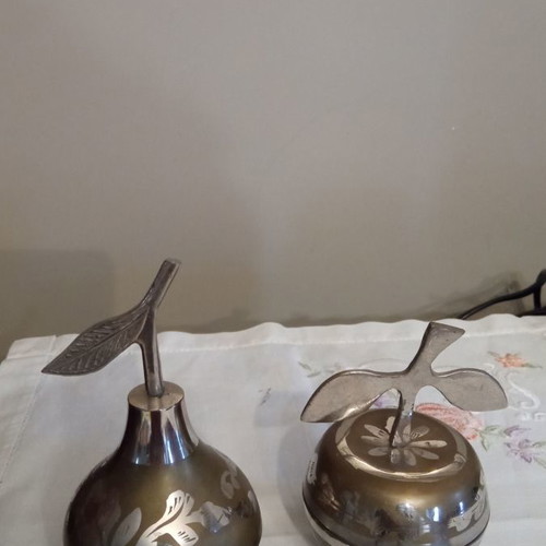 Indian art decorations used, set of 2 with hand engraving