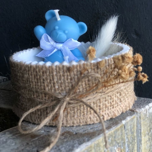 Teddy Bear Bomboniere new, handmade baptism candle
