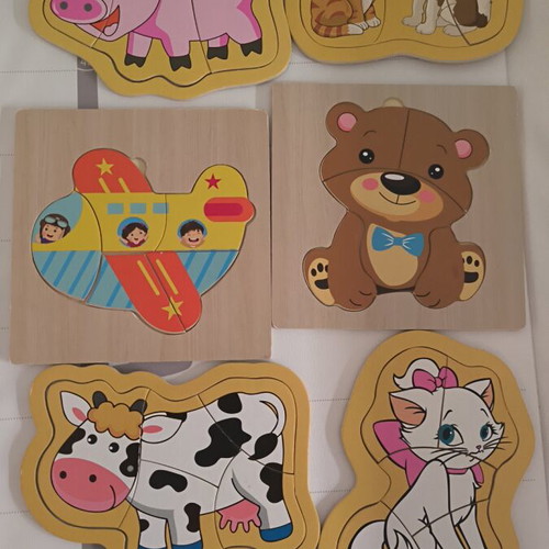 Wooden puzzles for small children, set of 6, like new