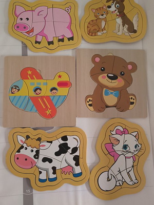 Wooden puzzles for small children, set of 6, like new