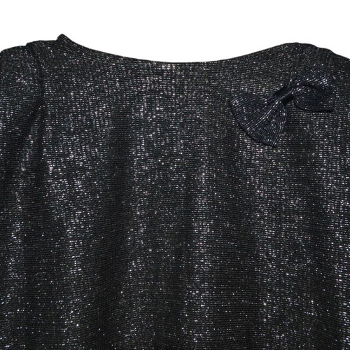 Vintage 1980s women's blouse with bow, shoulder pads and silver thread like new