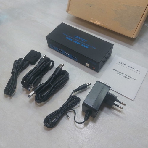VPFET VP-SW223 KVM switch for 2 monitors and 2 PCs, DisplayPort 1.4, 8K/4K, USB 3.0