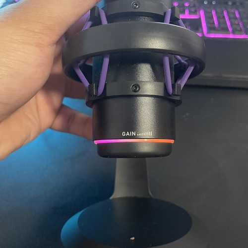 Nemesis NC90 gaming microphone used with RGB lighting and stand