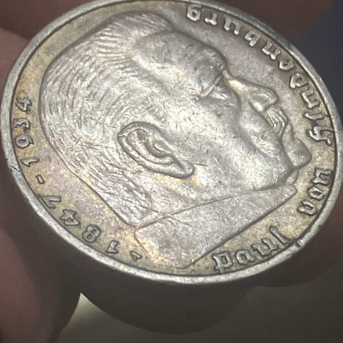 Silver German Coin 5 Mark 1936 Used