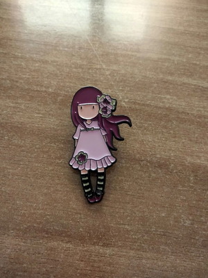 Santoro Gorjuss enamel pin like new, purple hair girl design