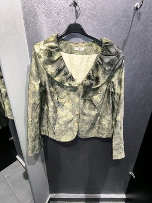 Vintage MWD jacket with jacquard and ruffled collar, like new, green olive