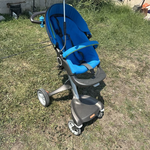 Stokke Xplory baby stroller blue with bag and umbrella