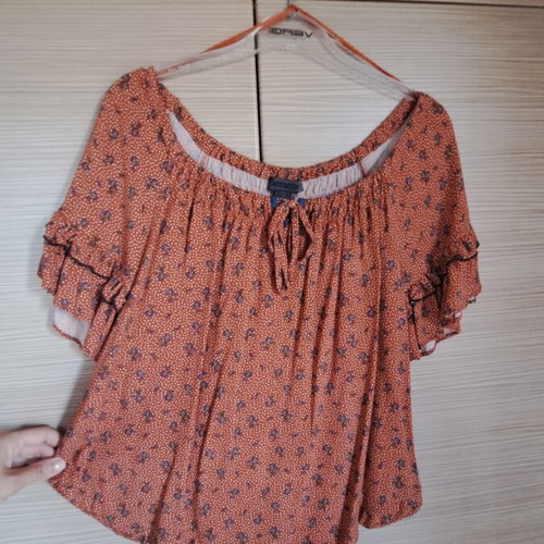 Attrattivo top, brown and orange, size S