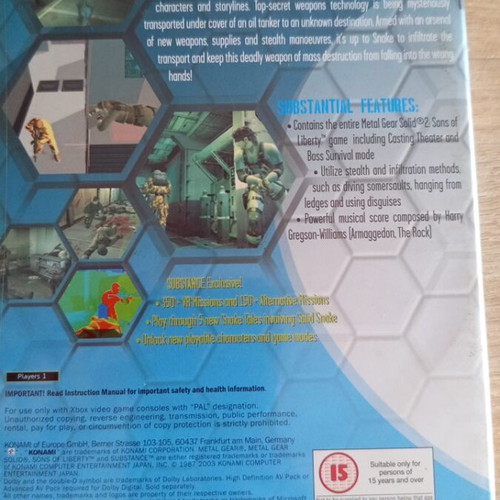 Metal Gear Solid 2 Substance Xbox game in very good condition