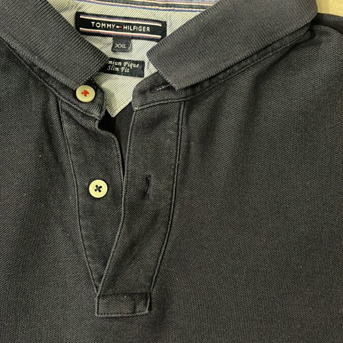 Tommy Hilfiger Men Polo Shirt, navy blue, slim fit, XXL