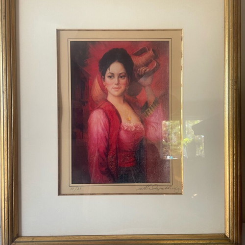 Botis Thalassinos Numbered Lithograph “Woman with Jug” like new with frame