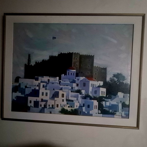 Painting of Patmos new, Giannopoulos artist