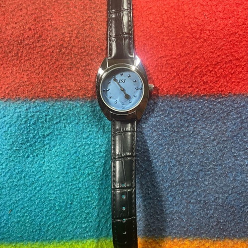 Jsj analog watch with Braille for visually impaired, new, black and blue