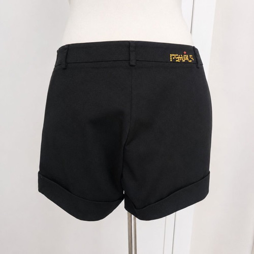Female Jeans Black Shorts with Gold Details and Turned-Up Cuffs Size M/40 Like New