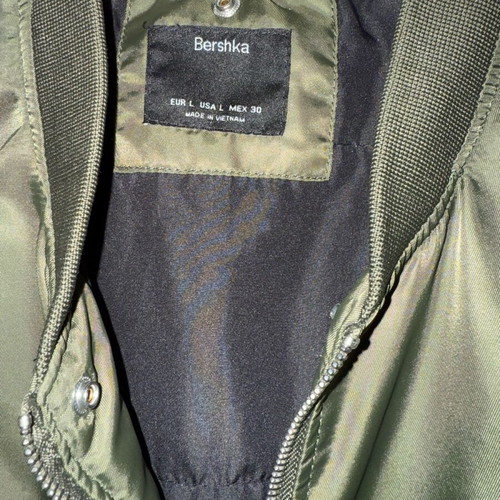 Bomber jacket khaki oil like new with detachable hood size Large
