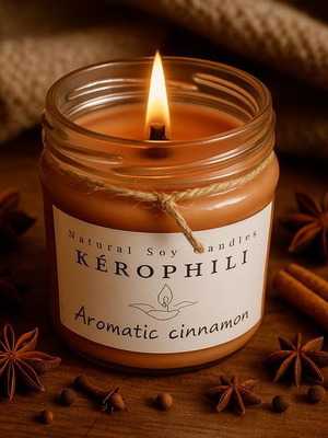 Soy candle with cinnamon scent 212ml new
