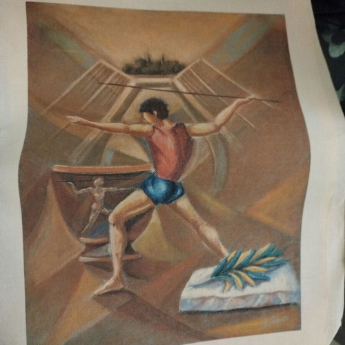 Vintage fabric art print with unknown technique new