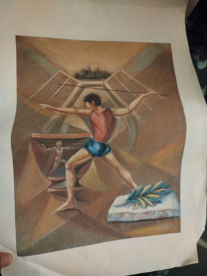 Vintage fabric art print with unknown technique new