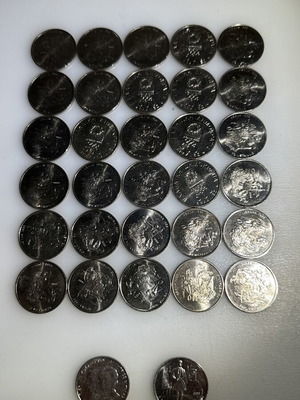 500 Drachma Coins like new, set of 32 from 1996 and 2000