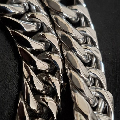 Stainless steel thick hand chain new, hypoallergenic, silver color