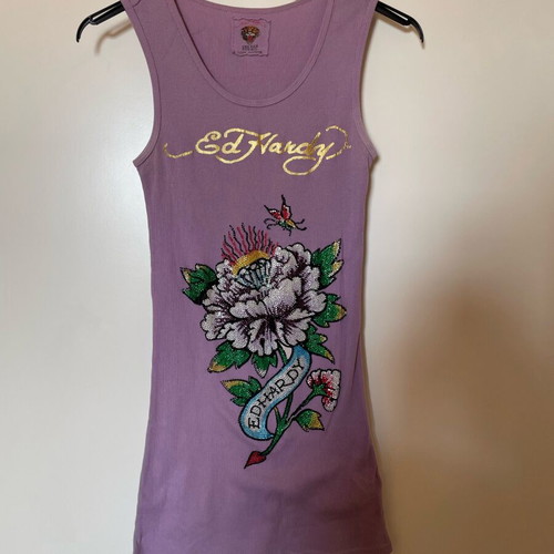 Ed Hardy tank top used, cotton, purple, size S