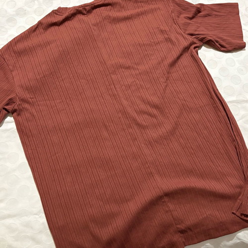 Short-sleeve blouse used, size S, brown and red