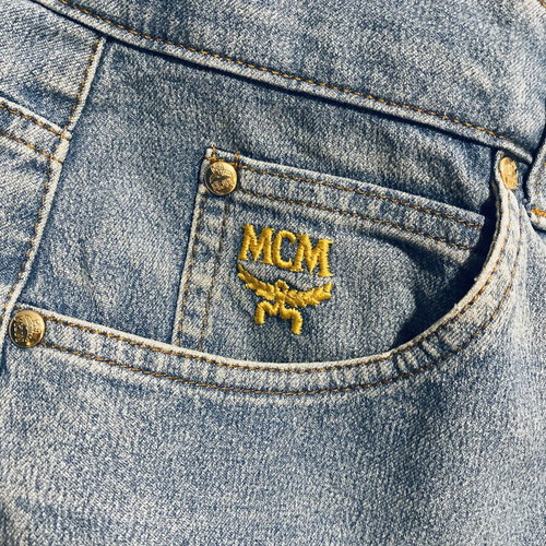MCM denim barrel-leg jeans, blue