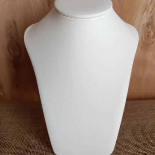 Jewelry display stand leather with white wood for necklace like new