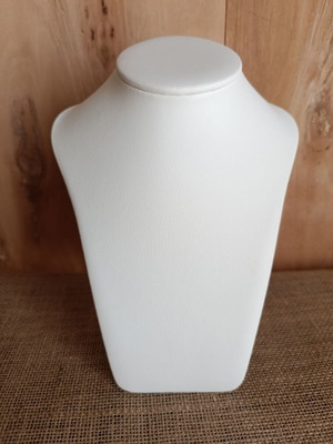 Jewelry display stand leather with white wood for necklace like new