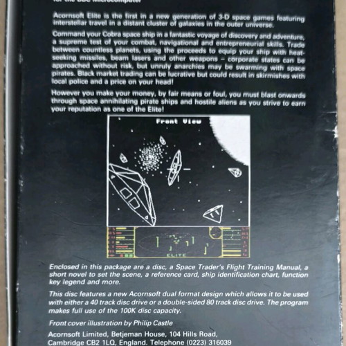 Elite (Acornsoft) for BBC Micro, disk used, complete in box
