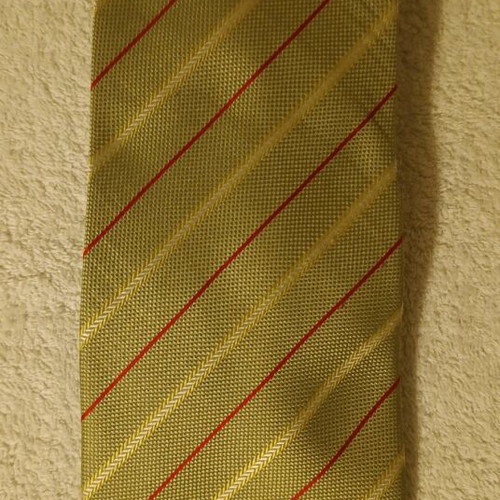 Luciano Soprani men's tie olive with red stripes like new