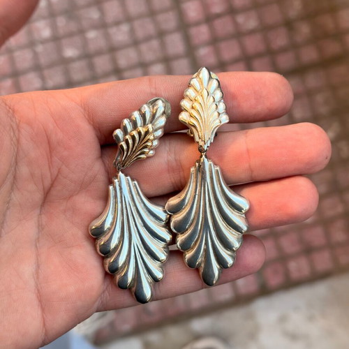 Silver-gold earrings with clips 925/585 used